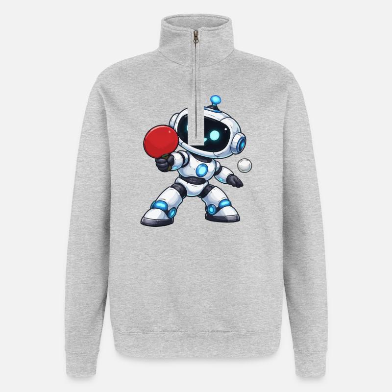 Robot Table Tennis - Quarter-Zip Sweatshirt - heather grey