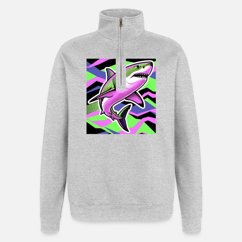 Requin - Sweat à zip 1/4 - gris chiné