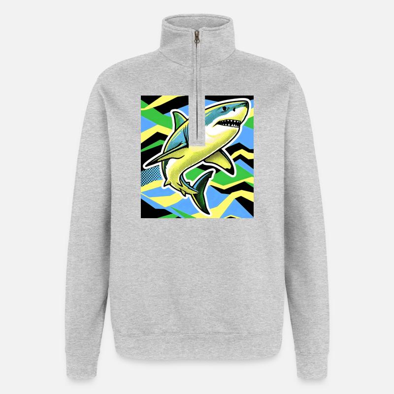 Requin - Sweat à zip 1/4 - gris chiné