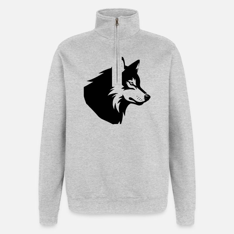 wolf - Quarter-Zip Sweatshirt - heather grey