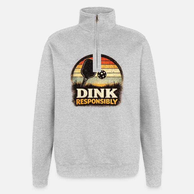 Dink Responsibly Retro Paddle Player Pickleball - Quarter-Zip-Sweatshirt - Grau meliert