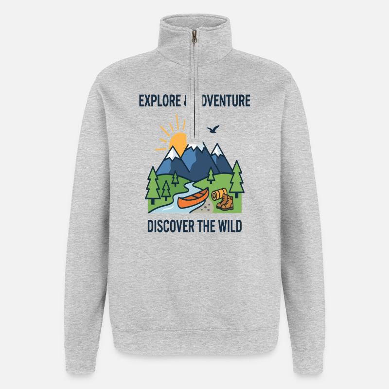 Abenteuer entdecken Entdecken Sie das Wildkanu - Quarter-Zip-Sweatshirt - Grau meliert
