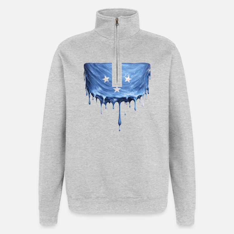Micronesia Dripping Flag - Quarter-Zip Sweatshirt - heather grey
