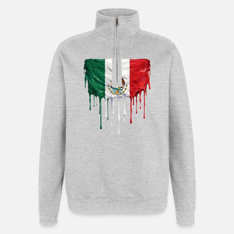Drapeau Mexicain Gouttant - Sweat à zip 1/4 - gris chiné