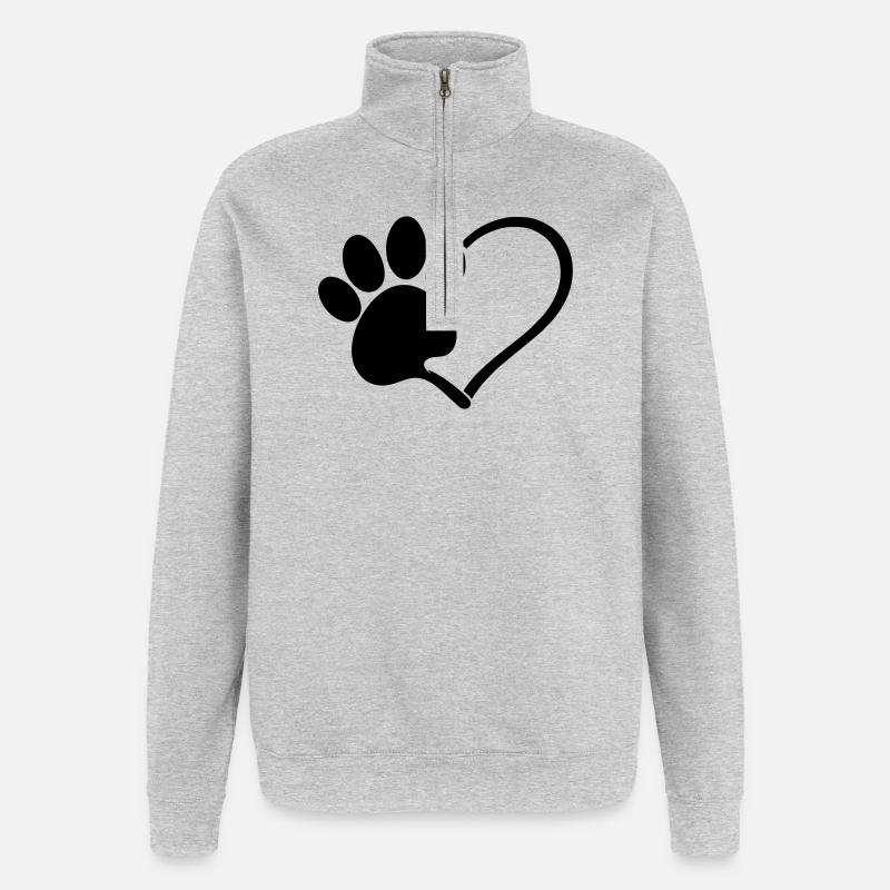 Les chiens adorent - Sweat à zip 1/4 - gris chiné