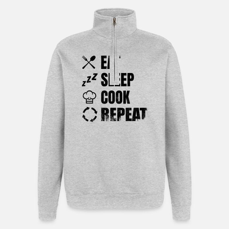 Cooking plan - Quarter-Zip Sweatshirt - heather grey