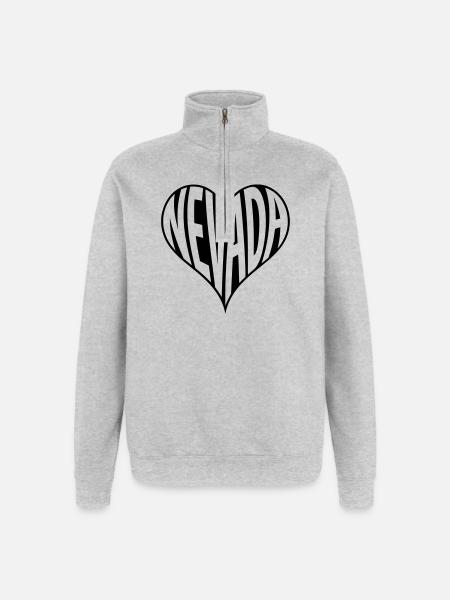 Nevada USA Heart Typography - Quarter-Zip Sweatshirt - heather grey