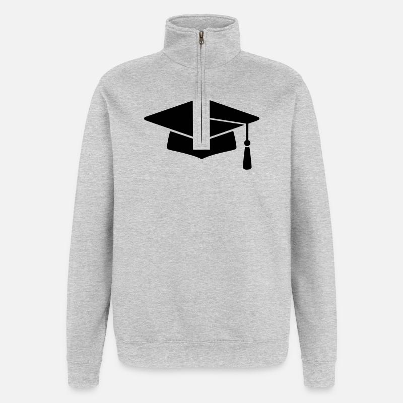 Graduation Silhouette Doctoral Hat - Quarter-Zip Sweatshirt - heather grey