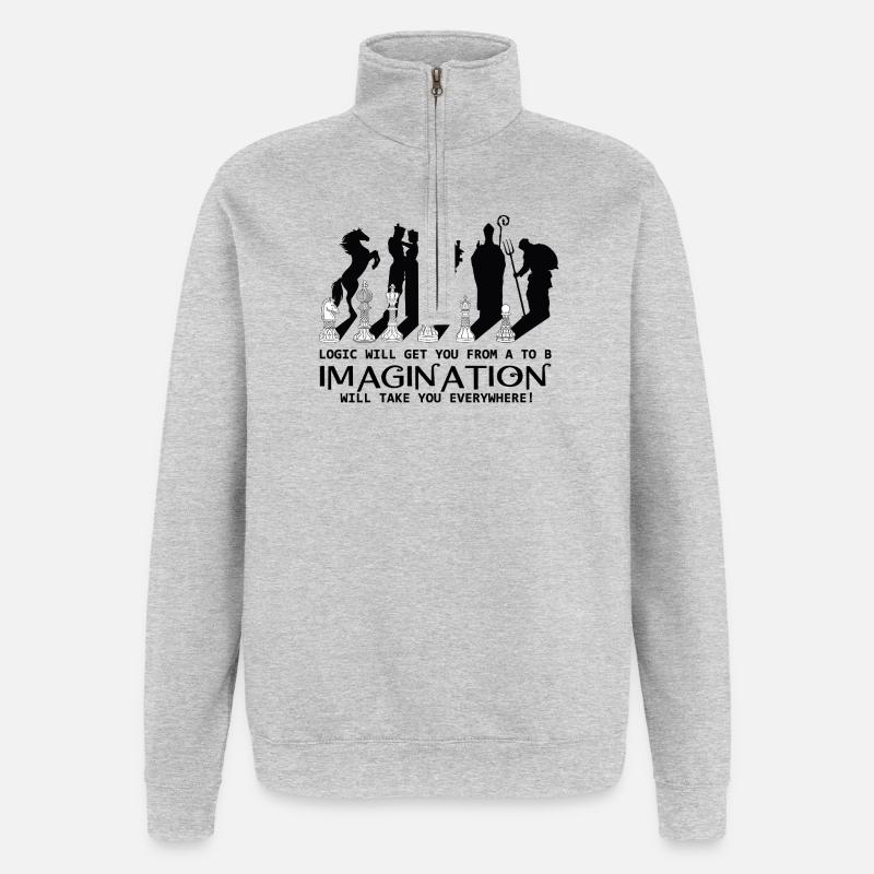 Logique des échecs - Sweat à zip 1/4 - gris chiné