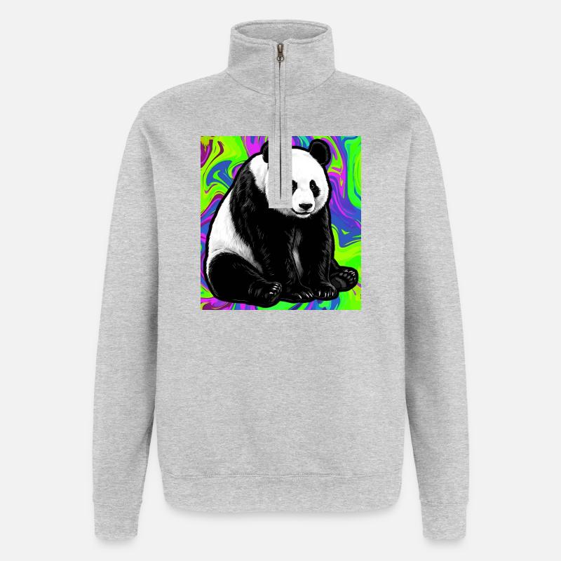 panda - Sweat à zip 1/4 - gris chiné