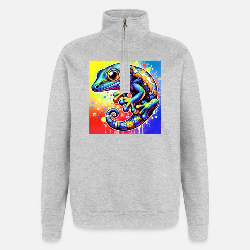 Gecko - Sweat à zip 1/4 - gris chiné