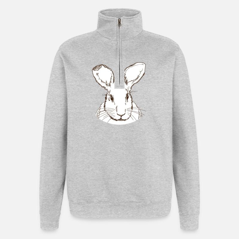 Lapin - Sweat à zip 1/4 - gris chiné