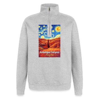 Antelope Canyon Arizona – Starry Night - Quarter-Zip Sweatshirt - heather grey - Front - AI Model Female 172 light (172cm) & AI Model Male 178 dark (178cm)