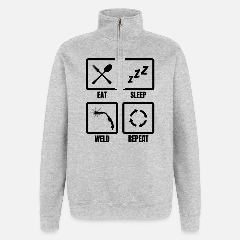 Routine de soudeur - Sweat à zip 1/4 - gris chiné