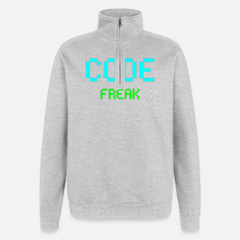 T-shirt néon Pixel Code Freak - Sweat à zip 1/4 - gris chiné