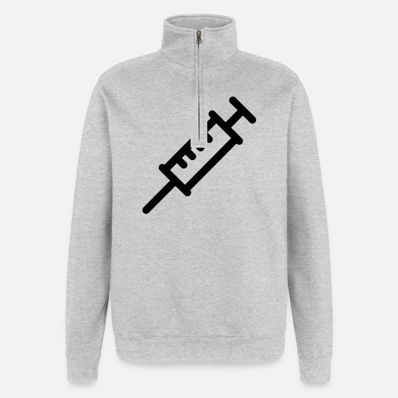 seringue - Sweat à zip 1/4 - gris chiné