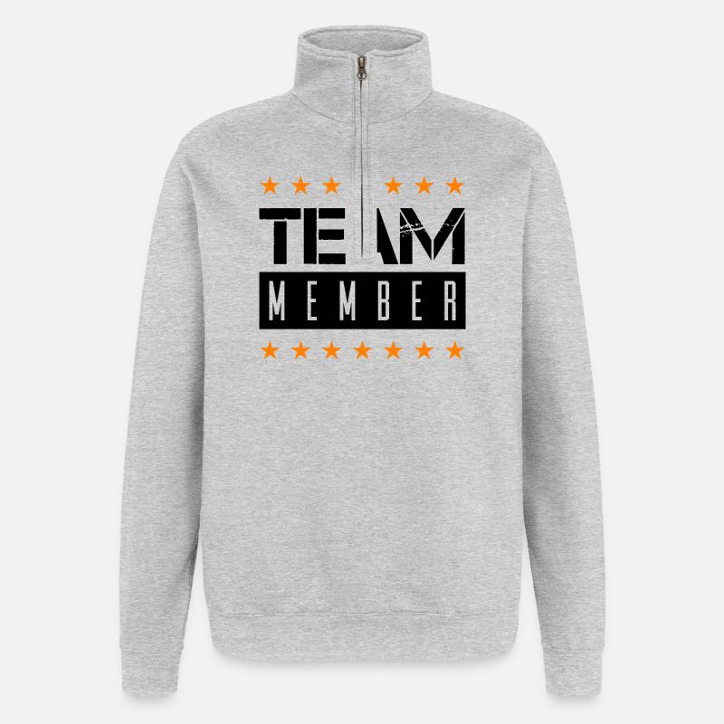 team_member - Sweat à zip 1/4 - gris chiné