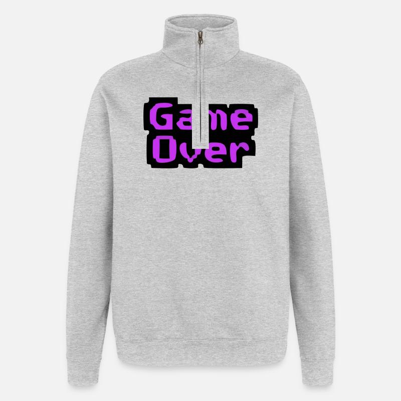 Game Over Pixel Retro - Quarter-Zip Sweatshirt - heather grey