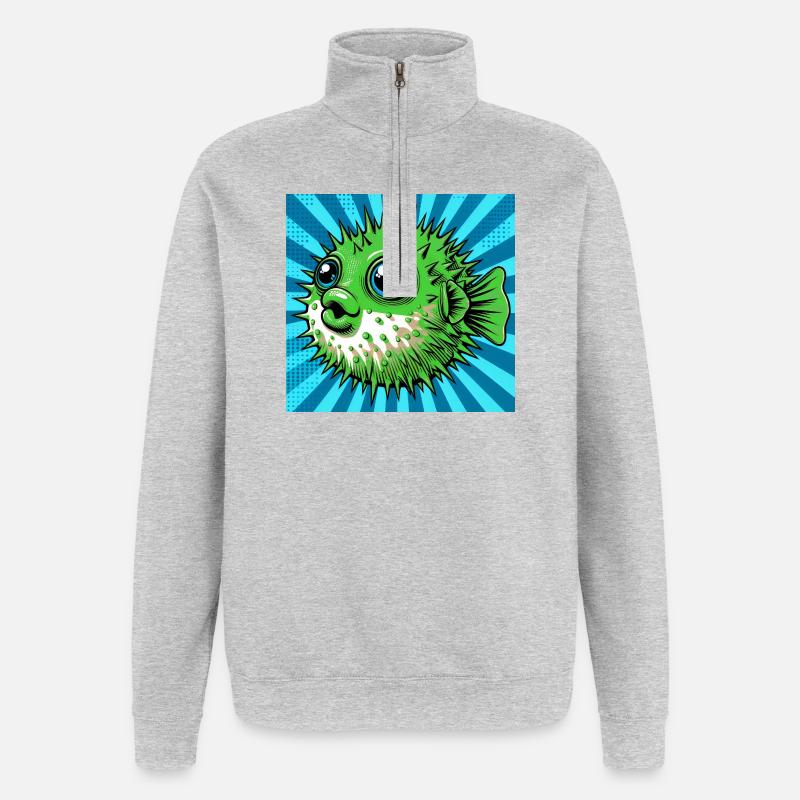 Kugelfisch - Quarter-Zip-Sweatshirt - Grau meliert