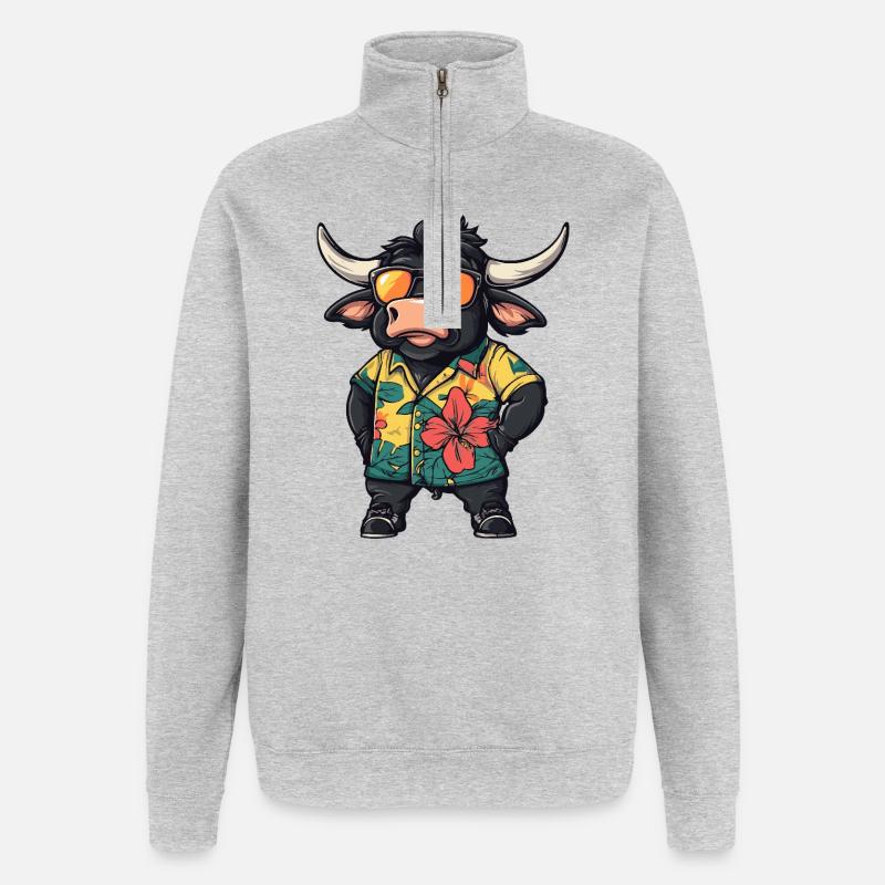 Taurus Comic Vacation - Quarter-Zip Sweatshirt - heather grey