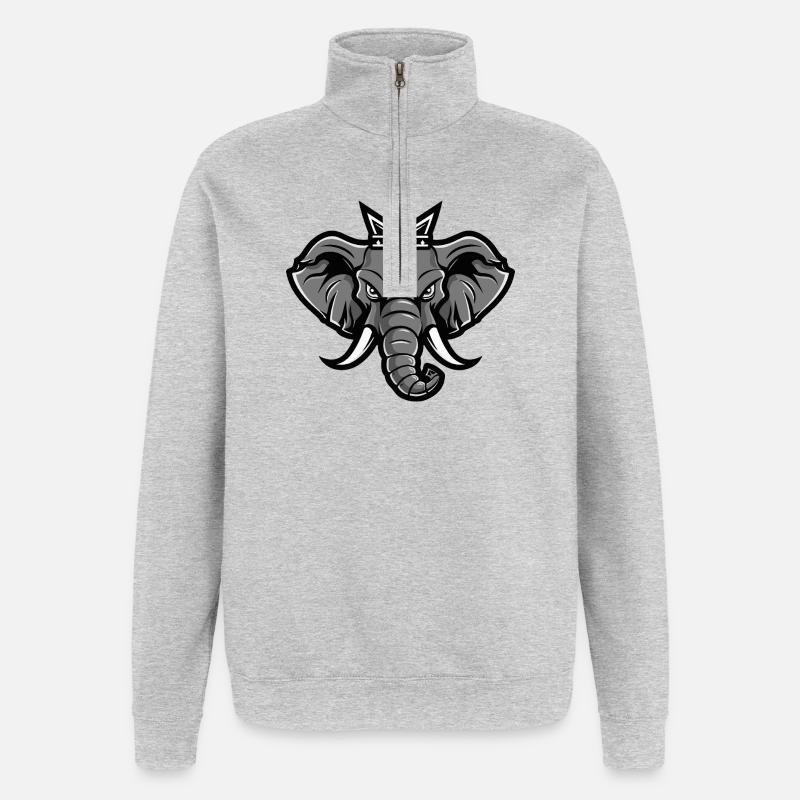 Elefant Kopf Krone - Quarter-Zip-Sweatshirt - Grau meliert