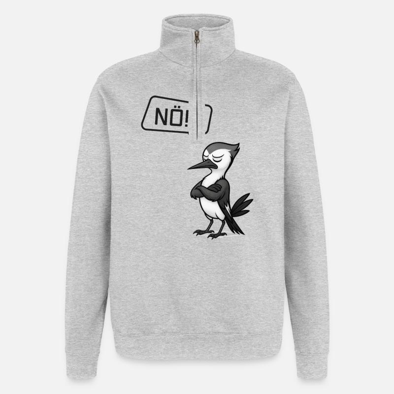 Nö! Specht – Sturer Vogel macht Pause - Quarter-Zip-Sweatshirt - Grau meliert