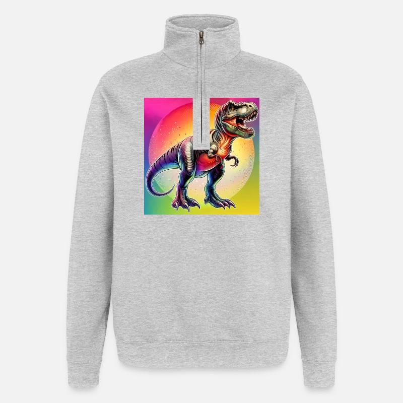 dinosaur - Quarter-Zip Sweatshirt - heather grey