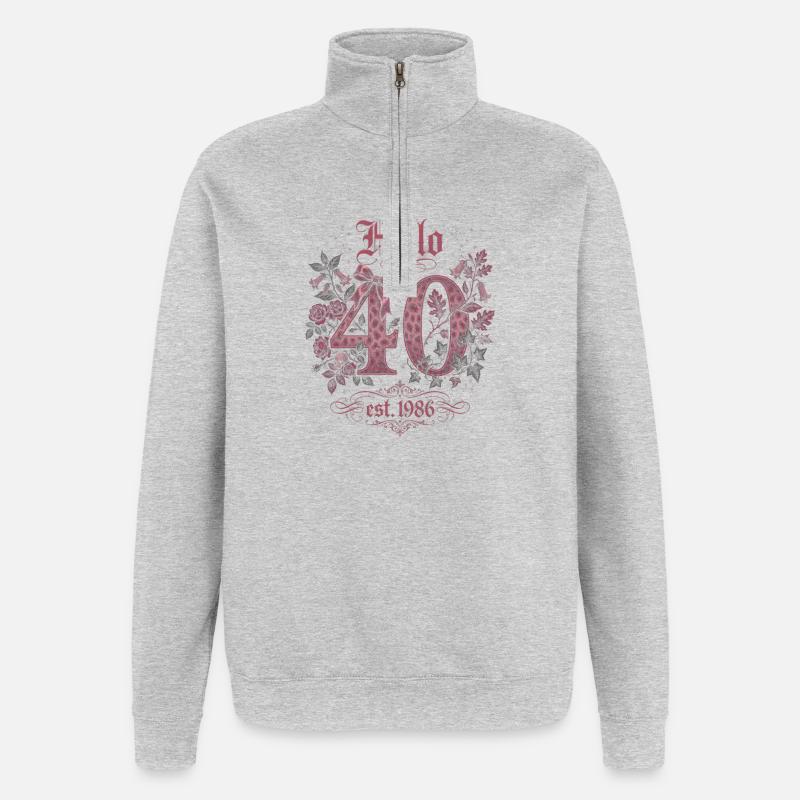 Bonjour 40 Édition Léopard Rose - Sweat à zip 1/4 - gris chiné