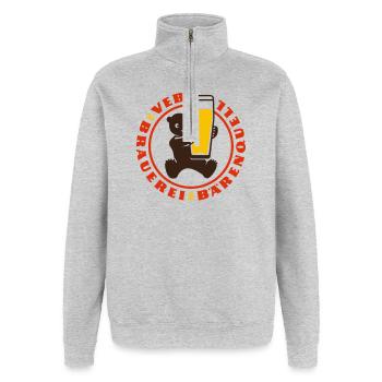 VEB Brauerei Baerenquell - Quarter-Zip-Sweatshirt - Grau meliert - Vorne - AI Model Female 172 light (172cm) & AI Model Male 178 dark (178cm)