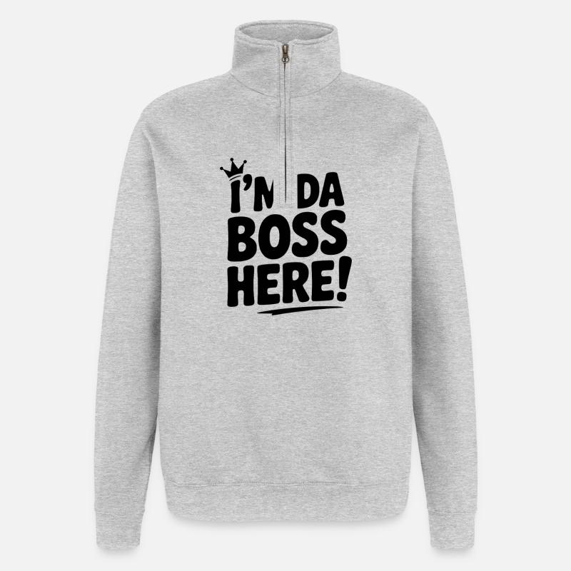 Ich bin hier! - Quarter-Zip-Sweatshirt - Grau meliert