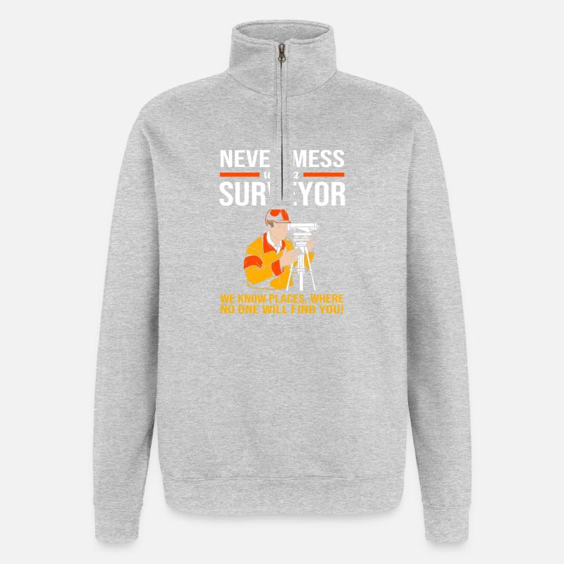 Géomètre - Sweat à zip 1/4 - gris chiné