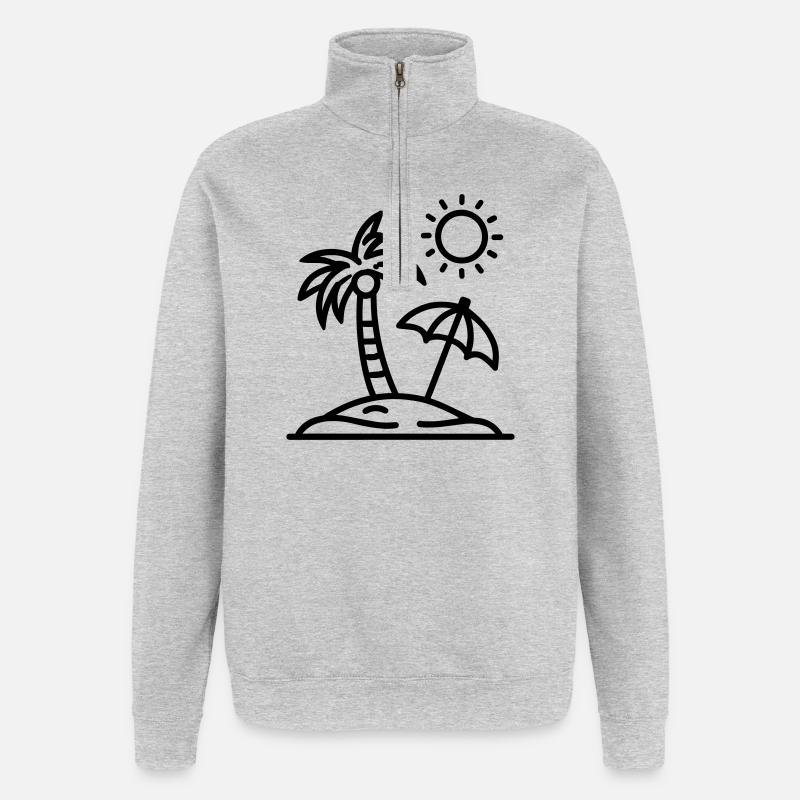 plage - Sweat à zip 1/4 - gris chiné