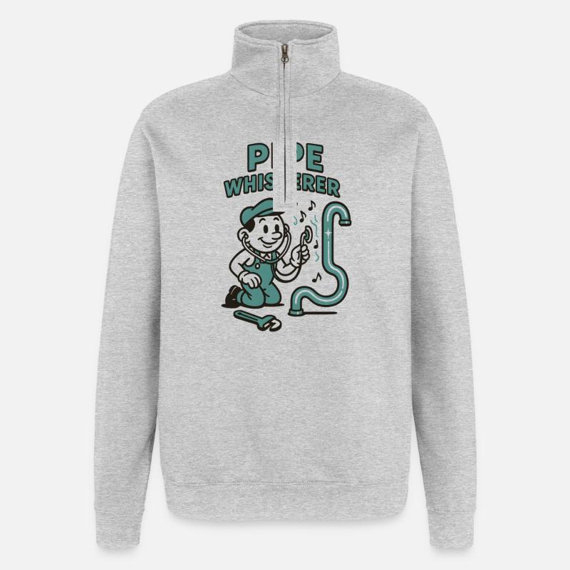 Pipe Whisperer | Plumber Pipe Humor - Quarter-Zip Sweatshirt - heather grey