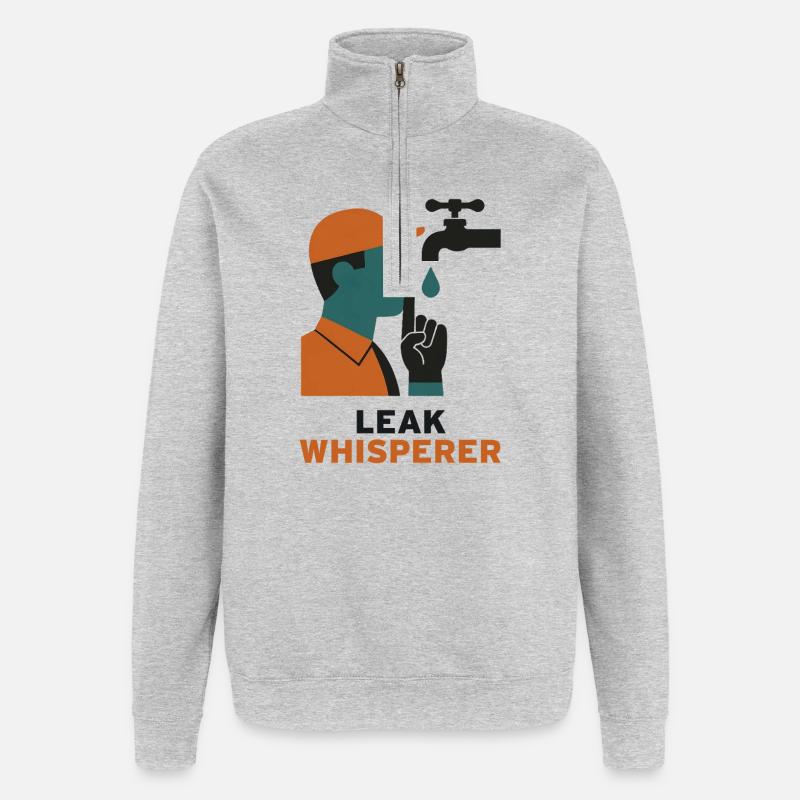 Leck-Flüsterer | Klempner Sanitär Humor - Quarter-Zip-Sweatshirt - Grau meliert