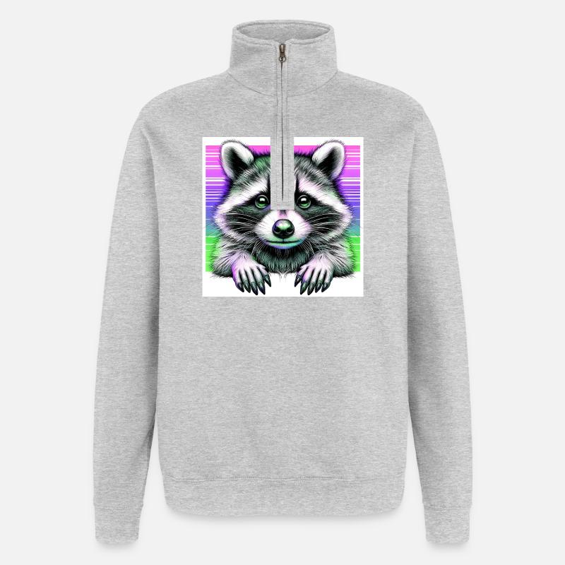 Raton laveur - Sweat à zip 1/4 - gris chiné