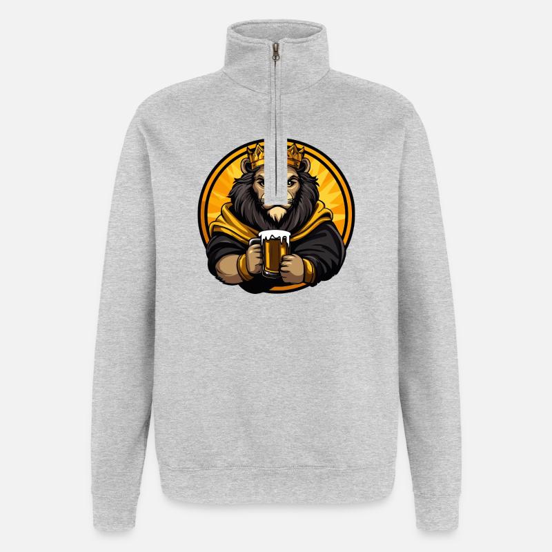 Löwe Bier Lustig - Quarter-Zip-Sweatshirt - Grau meliert