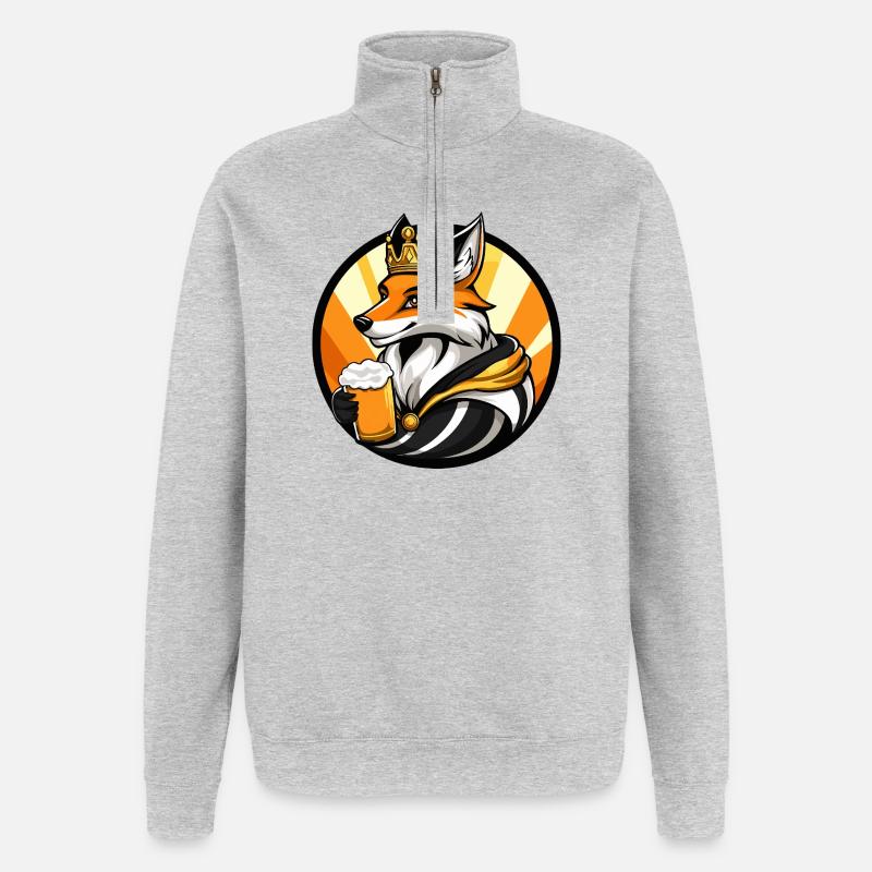 Fuchs Bier Lustig - Quarter-Zip-Sweatshirt - Grau meliert