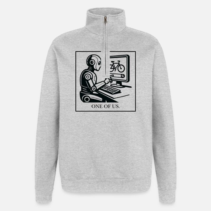 Conception robotique : Bicyclette sur un moniteur - Sweat à zip 1/4 - gris chiné