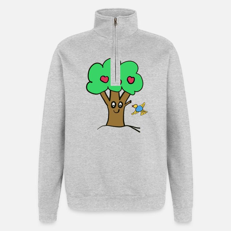 Apple Tree Tree Nature Bird - Quarter-Zip Sweatshirt - heather grey