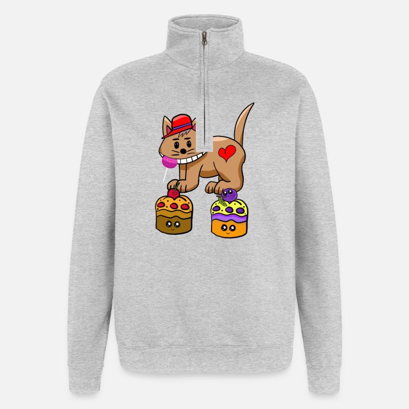 Cat Candy Snacking Muffin Lollipop - Quarter-Zip Sweatshirt - heather grey