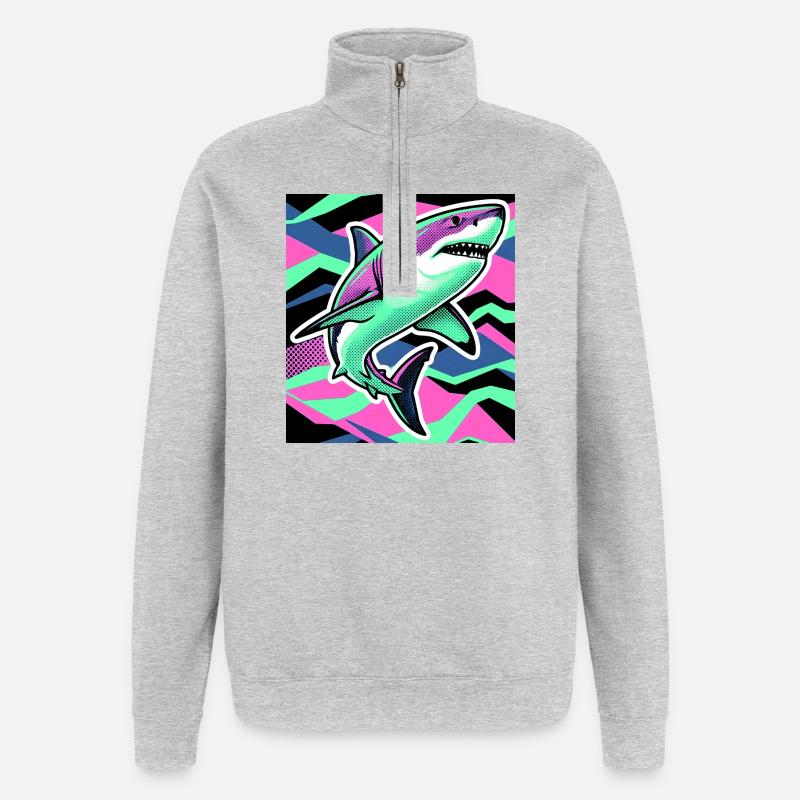 Requin - Sweat à zip 1/4 - gris chiné