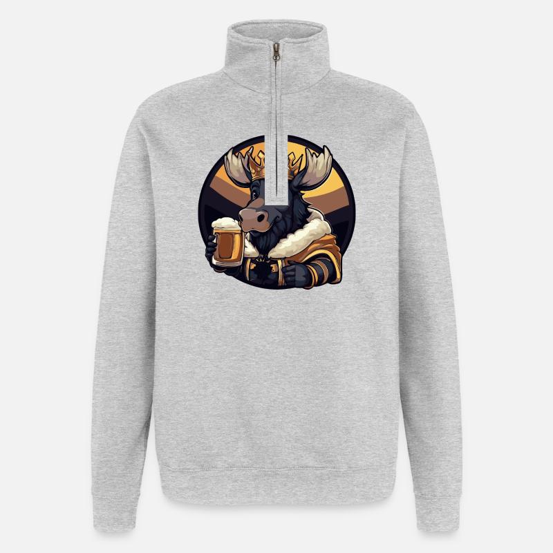 Elch Bier Lustig - Quarter-Zip-Sweatshirt - Grau meliert