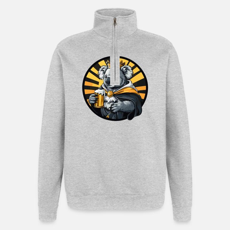Koala Bier Lustig - Quarter-Zip-Sweatshirt - Grau meliert