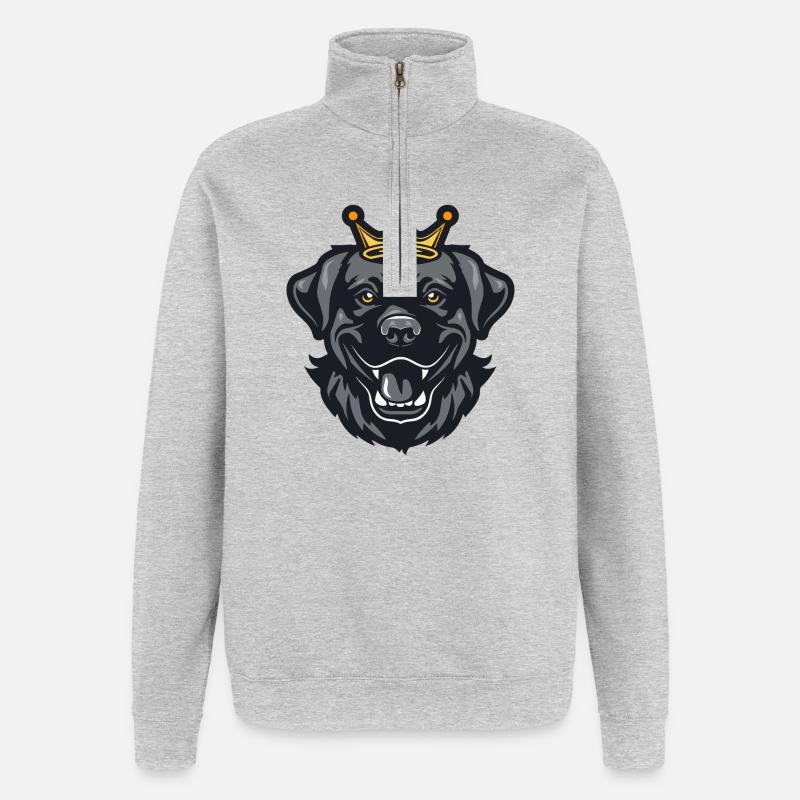 Labrador Hund Krone - Quarter-Zip-Sweatshirt - Grau meliert