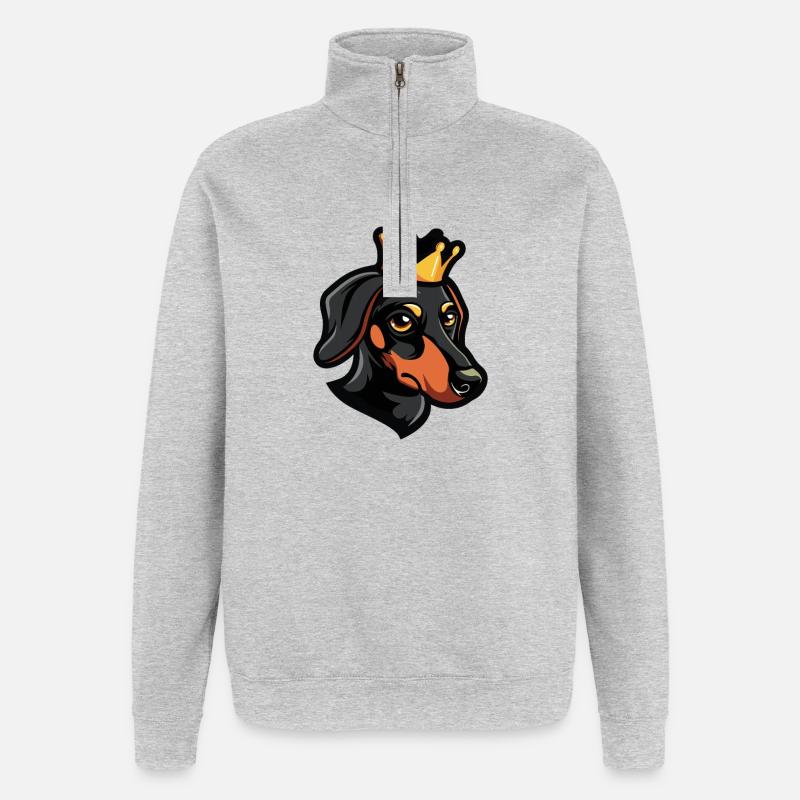 Couronne de teckel Teckel - Sweat à zip 1/4 - gris chiné