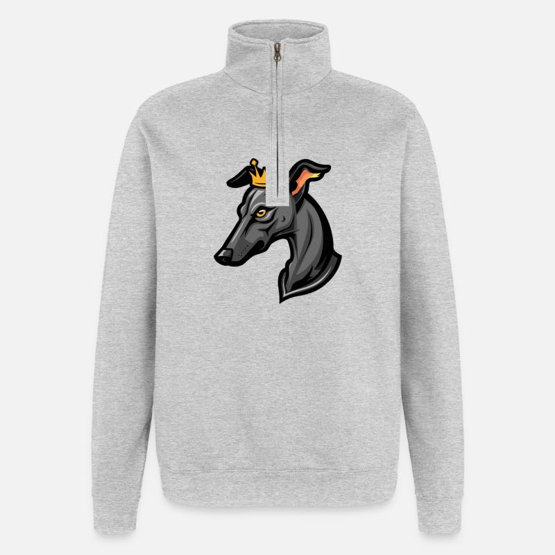 Couronne de chien lévrier - Sweat à zip 1/4 - gris chiné