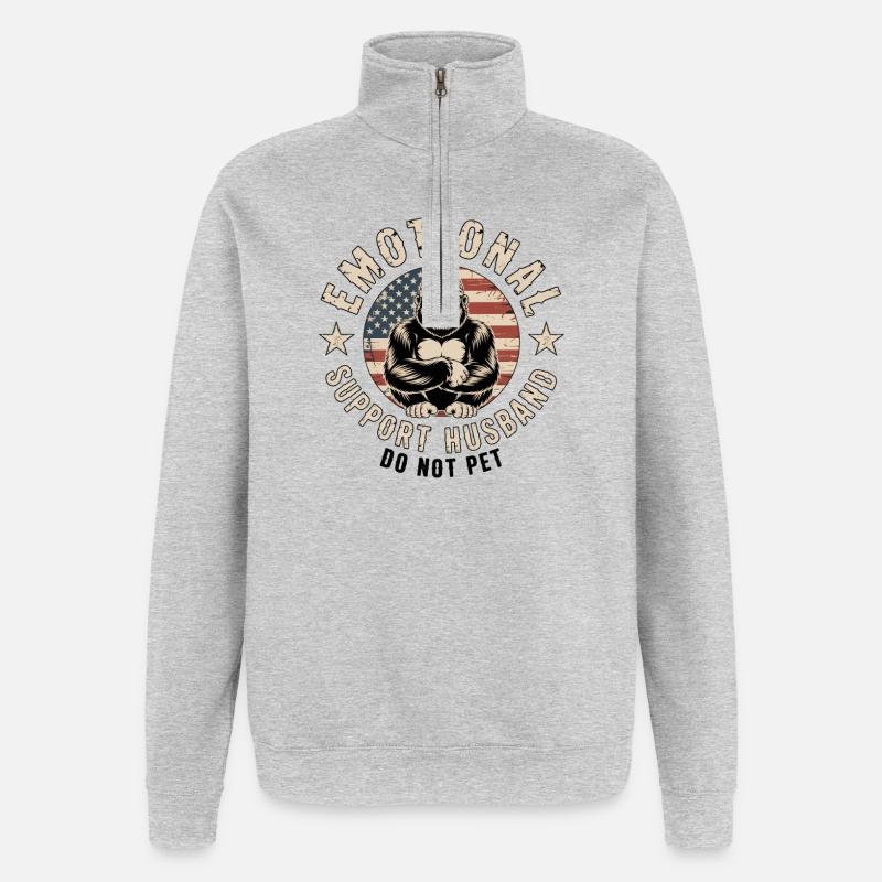 Emotionale Unterstützung Ehemann Affe - Quarter-Zip-Sweatshirt - Grau meliert