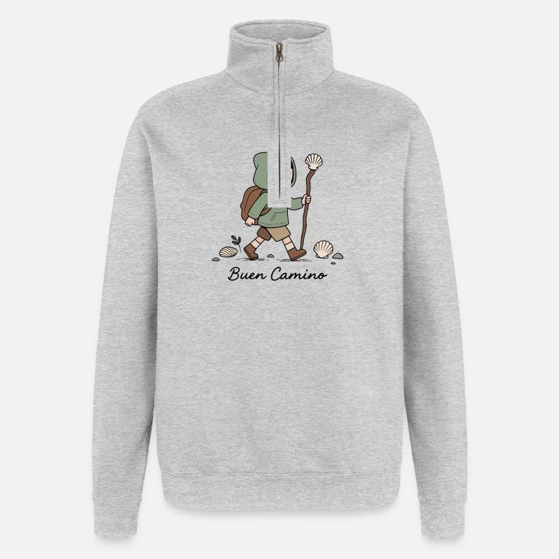 Pèlerin sur le chemin de Compostelle - Sweat à zip 1/4 - gris chiné