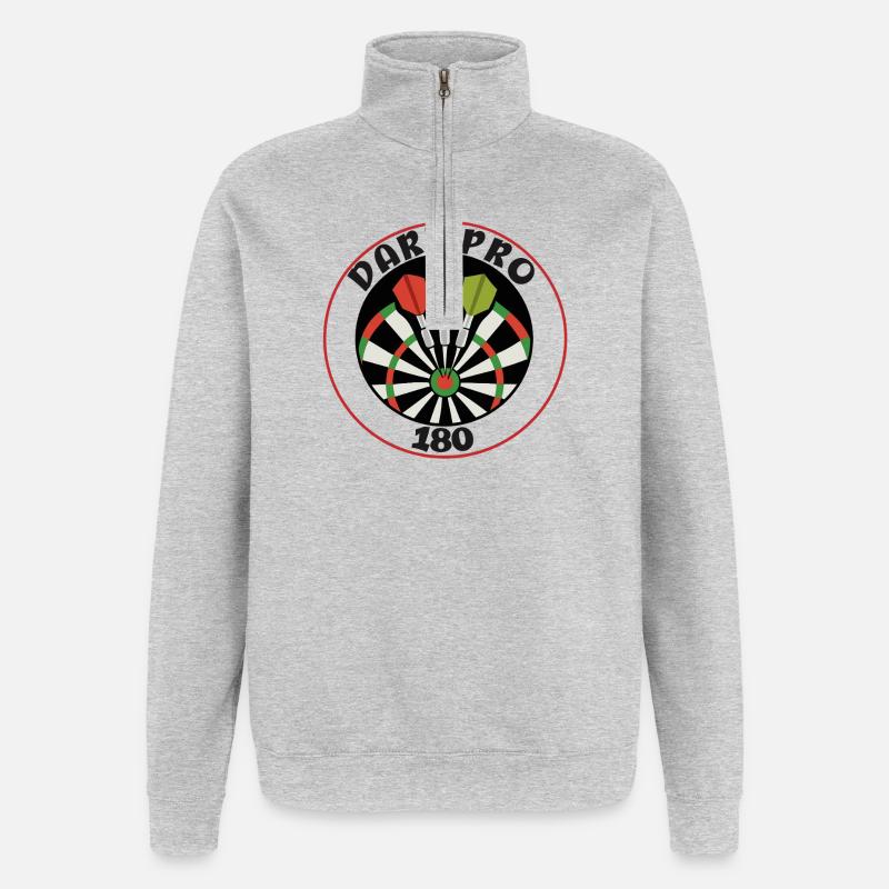 Dart Pro, 180 Punkte Präzisionswurf - Quarter-Zip-Sweatshirt - Grau meliert