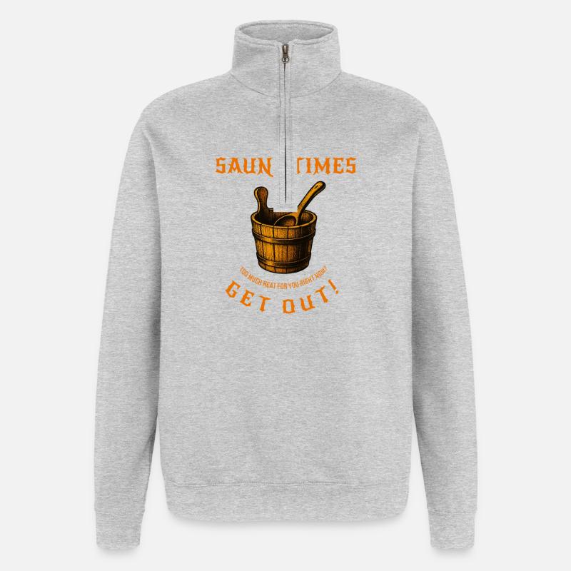 sauna_times - Sweat à zip 1/4 - gris chiné